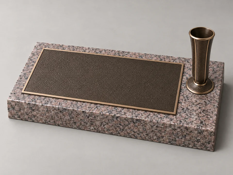 AI-generated design concept: bronze marker with vase
