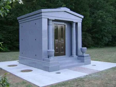 Mausoleum with Columns, Urns and Bronze Door